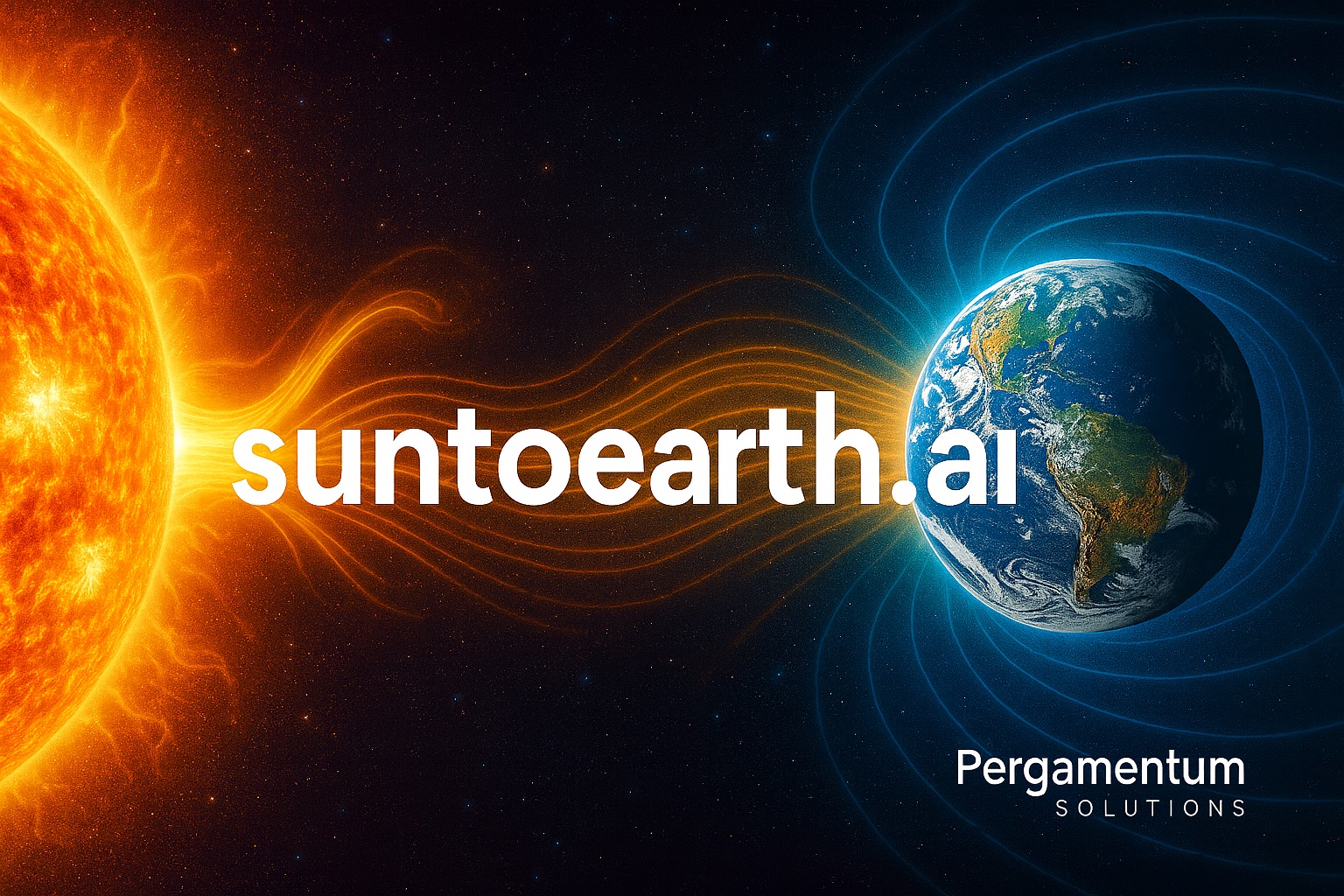 Sun-to-Earth artwork with 'suntoearth.ai' and Pergamentum Solutions